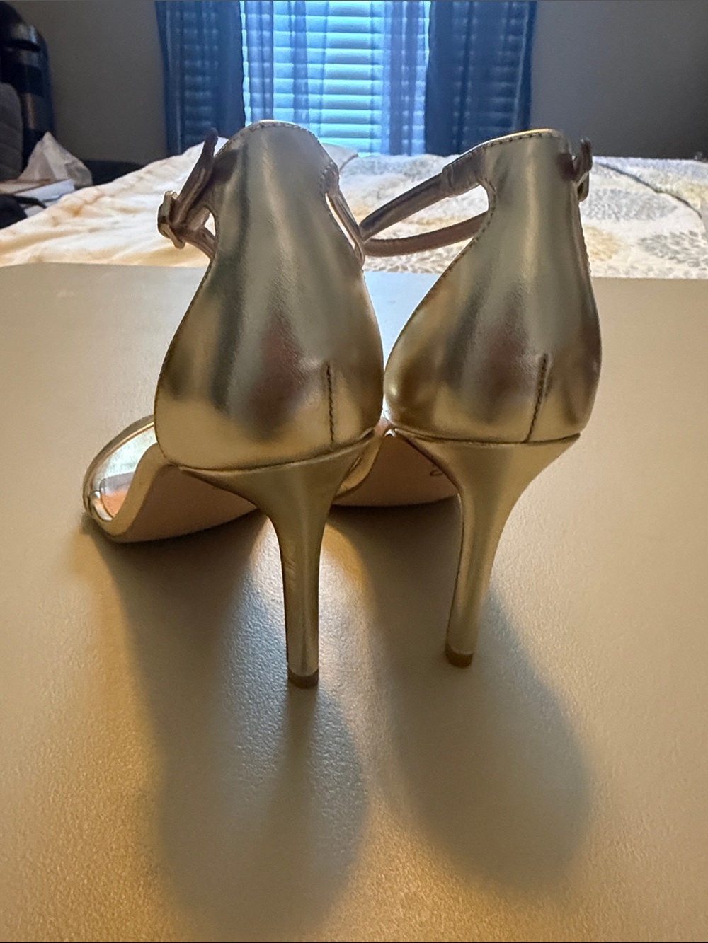 Madden Girl Metallic Gold Ankle-Strap Stiletto Sandals-NWOB or Tag - Picture 4 of 8